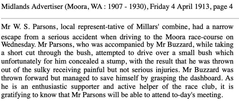 Accident on Way to Moora Races